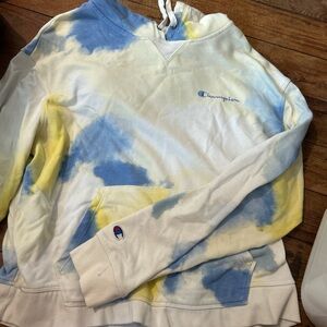 Champion Blue and Yellow Tie-Dye Sweatshirt